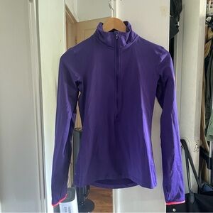 NIKE Dark Purple & Hot Pink Trim Quarter Zip Dri-Fit Sweater
